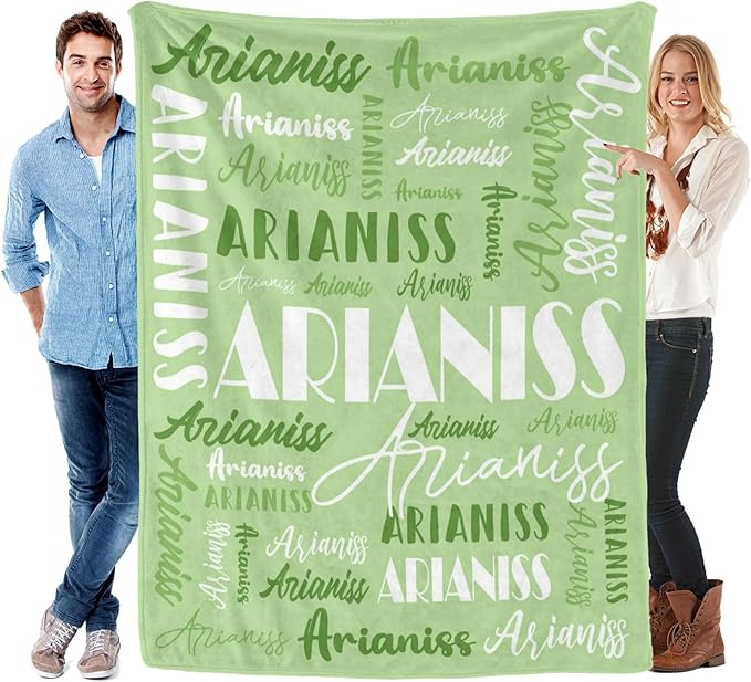 Name Blanket Personalized Blanket for Adult Kids Flannel Customize Throw Blanket Custom (Color 03, 50 x 60 Inches)
