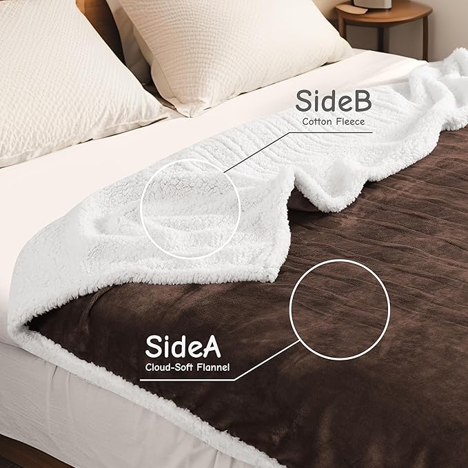Electric Heated Blanket Throw Size 50"x60", Soft Flannel with Overheat Protection, 6 Adjustable Heat Settings & 3-Hour Auto-Off Timer, Fast Heating for Winter Comfort, Dark Brown