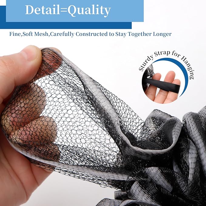 Bath Loofah Sponge Back Scrubber Shower Sponge Soft Mesh Exfoliator Pouf Shower Ball Bath Sponges for Women and Men Bath Accessories