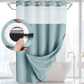 YellyHommy No Hook Shower Curtain with Snap in Liner Set Less Time Waffle Shower Curtain for Bathroom 75" L x 72" W Cyan