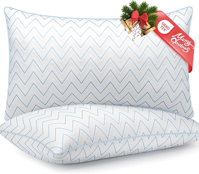 DIORIS Pillows Queen Size Set of 2 - Luxury Hotel Collection Bed Pillows for Sleeping, Breathable Medium Firm Down Alternative Microfiber Filled Pillows for Back, Stomach Sleepers