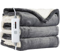 Electric Heated Blanket Throw 50"x60", Soft Flannel Sherpa Heating Throw with 4 Heat Settings, 3-Hour Auto Shut-Off Timer, Grey