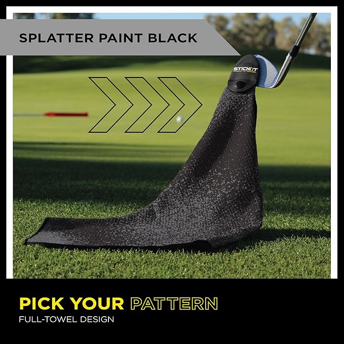 STICKIT Magnetic Golf Towel, Premium 29" Microfiber with Deep Waffle Pockets, Industrial Strength Magnet for Secure Hold to Golf Carts & Clubs, Ultra-Absorbent, Fast-Drying, Easy-Clean Design