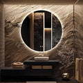 Round LED Mirror for Bathroom, 48" Circle Frameless Backlit Mirror with Lights, Wall Mounted Vanity Mirror, 3 Colors, Dimmable, Anti-Fog, IP65 Waterproof, Memory Function, UL Listed
