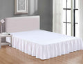 Sheets & Beyond Wrap Around Solid Microfiber Luxury Hotel Quality Fabric Bedroom Gathered Ruffled Bedding Bed Skirt 14 Inch Drop (Full, White)