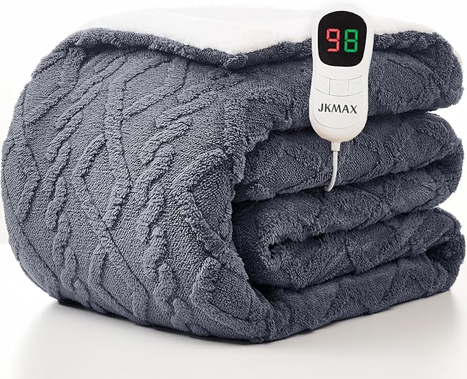 Heated Electric Blanket Full Size-72"x84" Heating Blanket with 10 Heating Levels & 5 Time Settings Over-Heat Protection，Winter Warmer for Adults with ETL Certification（Grey）
