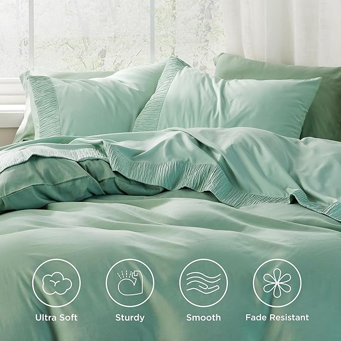 Bedsure California King Sheet Sets - 4 Pieces Soft Cal King Sheets - Breathable & Cooling - Hotel Luxury - Easy Care Polyester Microfiber Bedding for Women, Men, Mint Green