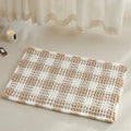 Waffle Bath Mat, Boho Bathroom Rugs Non Slip Washable Absorbent Checkered Bathroom Mat Quick Dry Farmhouse Bathroom Decor, 24"x16" Khaki and White