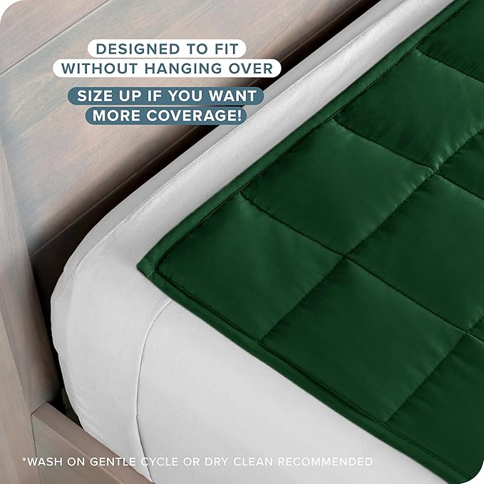 Bare Home Weighted Blanket Full or Queen Size 12lb (48" x 72") for Adults - All-Natural 100% Cotton - Premium Heavy Blanket Nontoxic Glass Beads (Forest Green, 48"x72")
