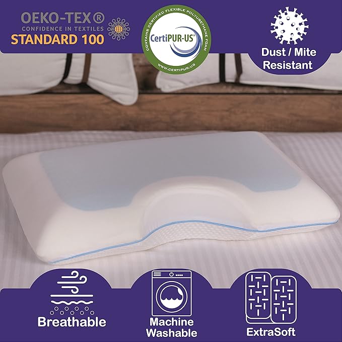 COMFYT Side Sleeper Pillow - Cervical Cooling Pillow, Gel Memory Foam Shoulder Bed Pillows Orthopedic Supports Posture Neck for Back Stomach Sleepers
