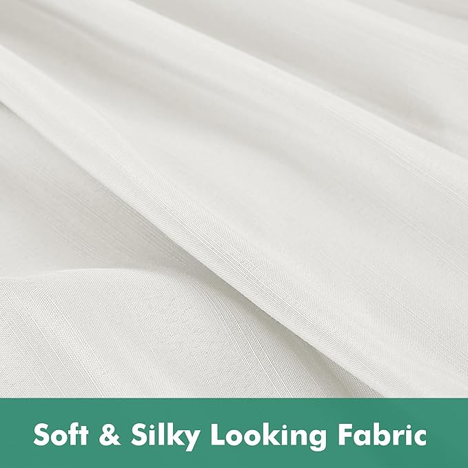 Biscaynebay Wrap Around Bed Skirts with Split Corners for Full Beds 14" Drop, Ivory Elastic Dust Ruffles Adjustable Easy Fit Wrinkle & Fade Resistant Silky Luxurious Fabric Machine Washable
