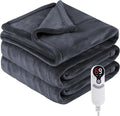 Electric Heated Blanket Full Size 72"x84", Cozy Soft microplush Large Oversized, 6 Heating Levels & 1-10 Hours Auto Off Machine Washable, Dark Gray