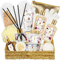 Christmas Spa Gift Basket Set for Women 17-Piece Almond Luxury Spa Gift Set Bath & Body Care Kit with Shower Gel, Body Cream | Valentine's, Mothers Day Gifts for Mom, Birthday Gifts for Her, Wife, Mom