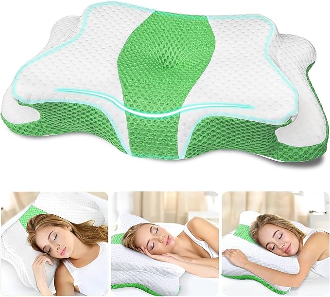 Memory Foam Pillow, Cervical Pillow for Neck and Shoulder Pain Relief, Ergonomic Contour Bed Pillow, Soft for Side Sleep Stomach Sleeping and Back Sleeper