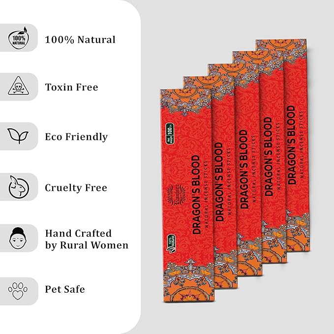 Raajsee Dragons Blood Incense Sticks (180 gm), 100% Pure Organic Natural Hand Rolled Free from Chemicals, (Pack of 12)