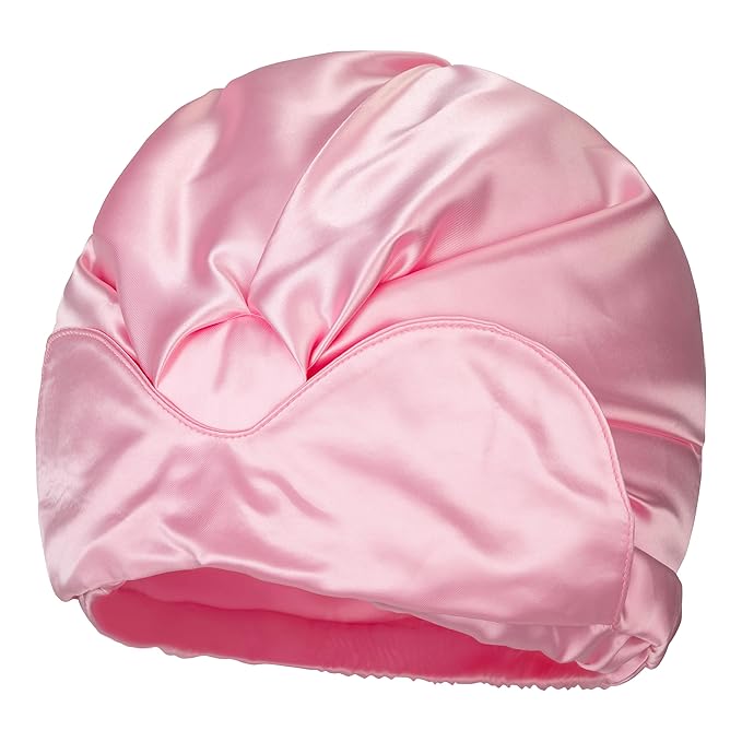 Pink Satin Bonnet Silk Hair Bonnet for sleeping Adjustable Silk Bonnet Double Layer Satin Lined Hair Bonnet with Soft Elastic Band for Women Hats