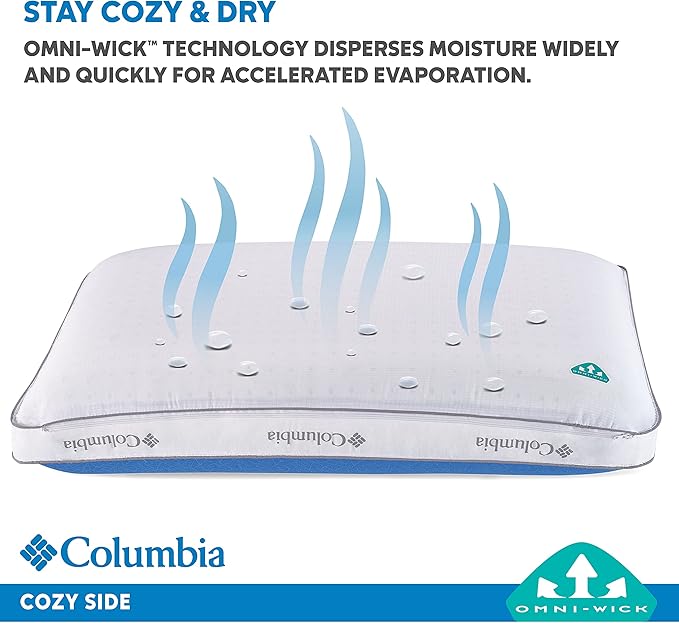 Columbia Cooling Gel Memory Foam Pillow - Comfortable and Supportive with Cooling & Breathable Features - Removable Washable Cover, Queen