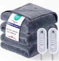 Heated Blanket Electric Queen Size 84"x90" with Dual Controls, Heating Blanket with Flannel & Sherpa for Bed, 8 Heat Levels & 10 Hours Auto Off, Full Body, Couch, Home Use, Machine Washable, Warm Gift