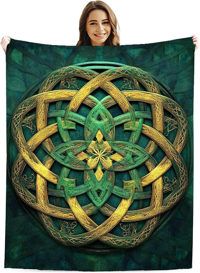 Celtic Knot Throw Blanket, Irish Style Celtic Knot Gifts for Men and Women, Soft Fleece, Lightweight & Cozy Decorative for Couch Sofa Bed, Living Room Decor, 40x50 Inches