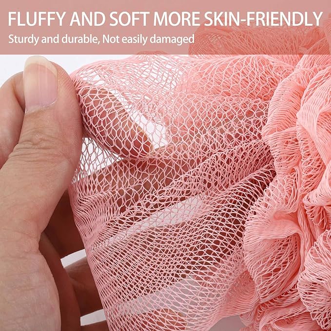 BTYMS Loofah Bath Sponges 60g/pc Shower Pouf Bath Scrunchies Body Puffs for Shower Exfoliating - Pack of 4
