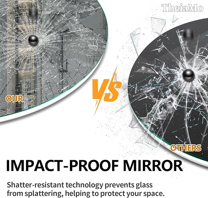 Round LED Mirror for Bathroom, 32" Circle Frameless Backlit Mirror with Lights, Wall Mounted Vanity Mirror, 3 Colors, Dimmable, Anti-Fog, IP65 Waterproof, Memory Function, UL Listed