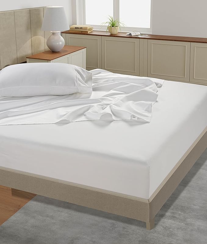 LANE LINEN Twin XL Sheet Sets – 450 Thread Count 100% Cotton Sheets, Cooling Sateen Weave, 15” Deep Pocket Fully Elasticized Fitted Sheet, Premium Dorm Room Bedding, White