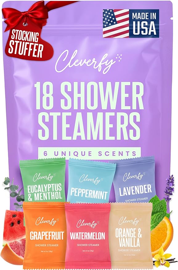 Cleverfy Shower Steamers Aromatherapy – Stocking Stuffers for Teen Girls, Women and Wife – Christmas Gifts for Teens and Women – White Elephant Gifts for Adults – 18 Tablets