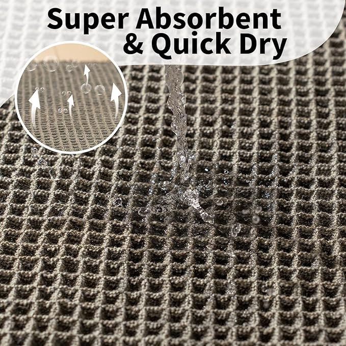Waffle Bath Mat - Boho Bathroom Rugs Non Slip Washable, Super Absorbent & Quick Dry, Soft Bath Mat Farmhouse Bathroom Decor, 24'' x 48'', Olive Green
