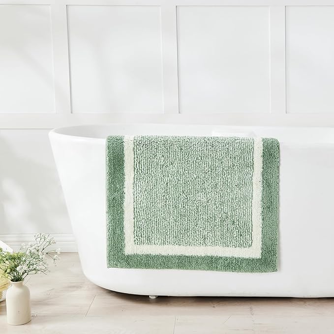 CozeCube Bath mats for Bathroom Non Slip, Fluffy Absorbent Microfiber Bath mat Washable, Aesthetic Bathroom Rugs, Large Sage Green Bath mat, Sage Green, 36" x 24"