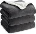 Bedsure GentleSoft Sherpa Fleece Blankets Queen Size for Bed - Thick and Warm Throw for Women and Men, Soft Fuzzy Plush Queen Blanket for Winter, Charcoal, 90x90 Inches