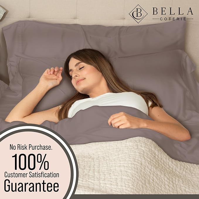 Bella Coterie Luxury Bamboo Viscose Twin XL Size Sheet Set | 100% Organically Grown | Ultra Soft | Cooling for Hot Sleepers | 18" Deep Pocket [Mocha]