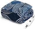 Sunbeam Ultimate Cozy Royal Posh Velvet Hand & Foot Pocket Heated Throw Electric Blanket, 50" x 72", 4 Heat Settings, 4-Hour Auto Shut-Off, Warming Throw for Couch, Machine Washable, Blue Rounds