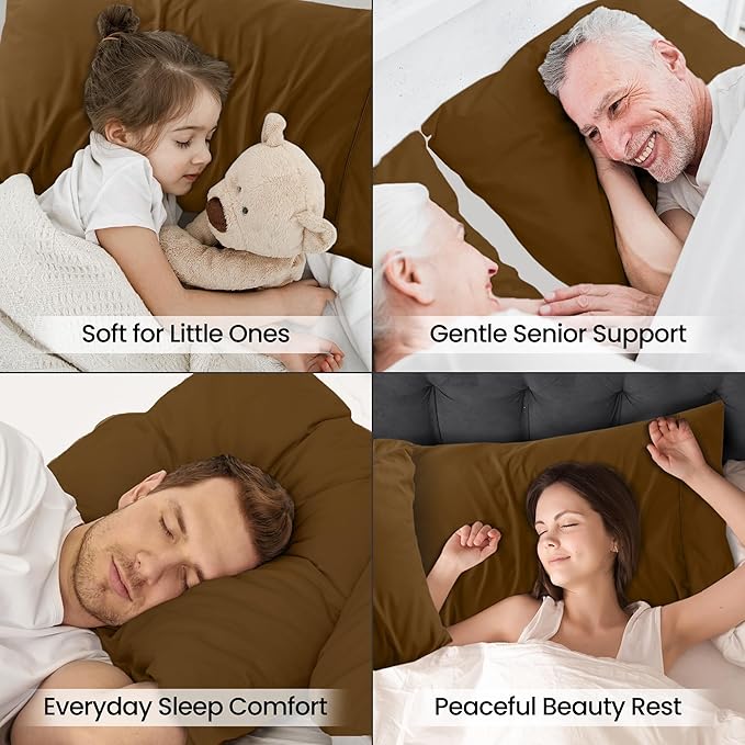 Pillow Covers by Utopia Bedding - Standard Size 2-Pack – Soft Brushed Microfiber – Perfect for Hospitals, Hotels, Guest Rooms – Oeko-TEX Certified, 20x26 Inches (Mocha)
