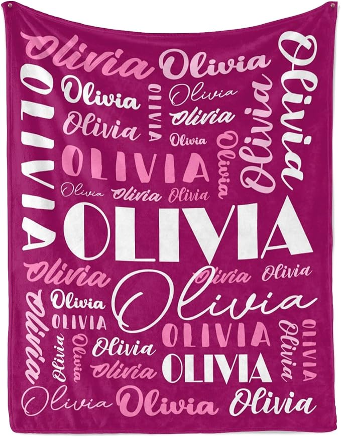 Name Blanket Personalized Blanket for Adult Kids Flannel Customize Throw Blanket Custom (Color 30, 40 x 50 Inches)