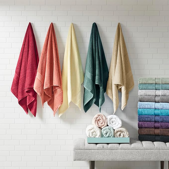 Madison Park 800GSM Bathroom Towel Set of 8 100% Cotton Bath Towel Set for Bathroom Luxurious Highly Absorbent 2 Bath Towels 2 Hand Towels 4 Washcloths Quick Dry Spa Quality Beige