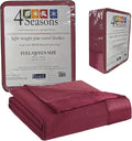 Thermee Micro Flannel Full/Queen Size Blankets, Lightweight All Seasons Cozy Blanket, Throw Blankets for Home and Living Room, Comfy & Soft Blanket for Couch, Machine Wash, No Pilling - Burgundy