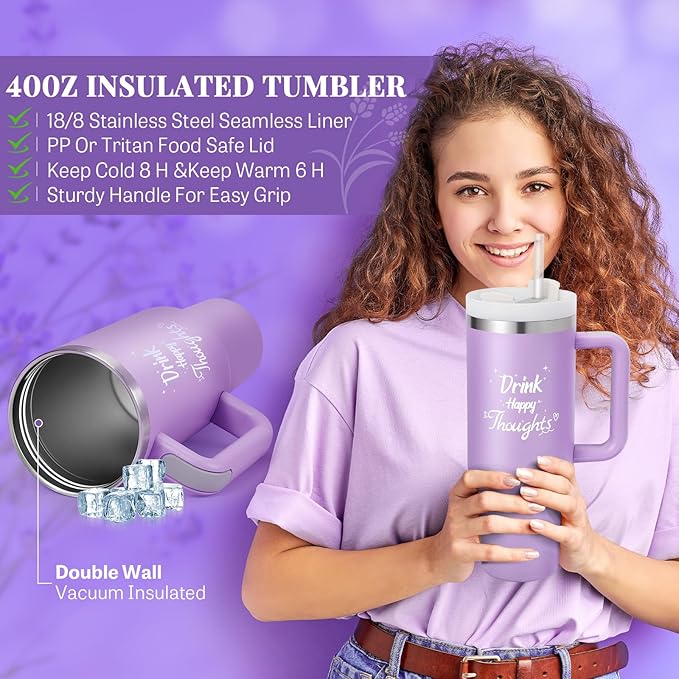 Birthday Gifts for Women Self Care Gifts Get Well Soon Gifts, Lavender Relaxing Spa Gifts Basket Care Package w/ Flannel Blanket 40 oz Tumbler, Unique Mothers Day Gifts for Mom Her Friend Sister Wife