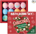 12-Pack Bath Bomb Set for Men & Women, Christmas Aromatherapy Spa Bombs with Essential Oils, Giftable Bath Essentials for Relaxation & Self Care