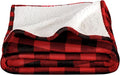 Bare Home Sherpa Fleece Blanket - Full/Queen Size - Blanket for Bed, Sofa, and Couch - Warm & Lightweight - Fluffy & Soft - Reversible (Full/Queen, Buffalo Plaid - Red/Black)