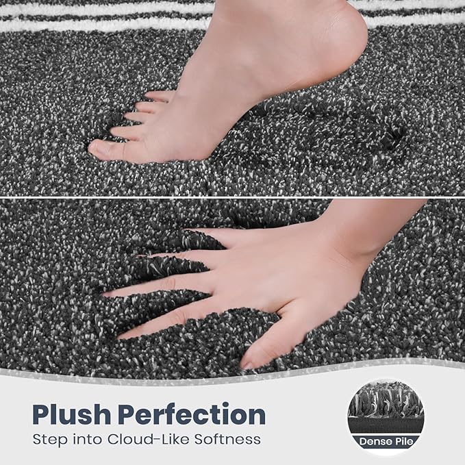 PURRUGS Bathroom Rug Non-Slip Machine Washable 30" x 46", Super Absorbent and Quick Dry Shaggy Microfiber Bath Mat, Extra Soft and Plush Bath Rug for Bathtub, Shower and Sink, Charcoal