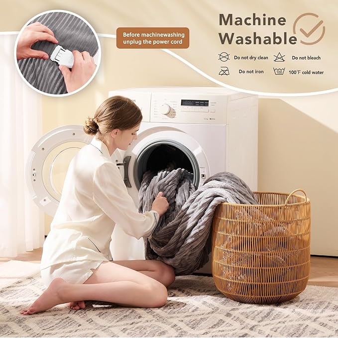 Homemate Electric Heated Blanket Full Size - 72"x84" Heating Blanket Full Size 1/2/4/6/8 Hours Auto-Off 10 Heat Level Over-Heat Protection Soft Flannel Sherpa ETL Certification