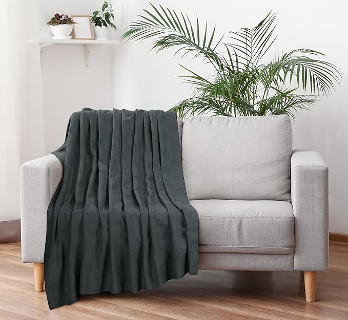 Utopia Bedding Smoke Gray 100% Cotton Blanket [Twin Size - 90x72 Inch] 350GSM Lightweight, Soft and Breathable Thermal Blanket for All Seasons (Pack of 10)
