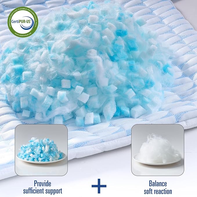 QUTOOL Firm Pillow Shredded Memory Foam(Adjustable Loft), Cooling Supportive Side Sleeper Pillows for Sleeping, Standard Size Set of 2, for Adults,CertiPUR-US Certified