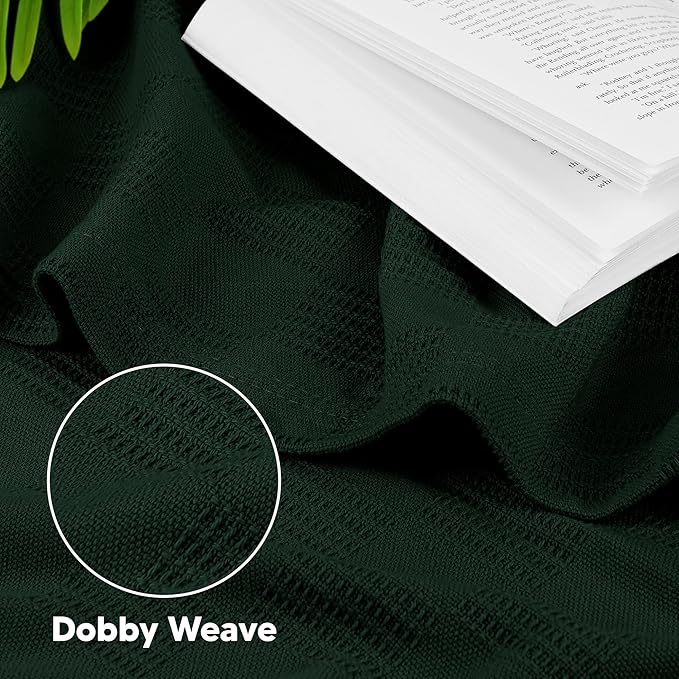 Utopia Bedding Forest Green 100% Cotton Blanket [Queen Size - 90x90 Inch] 350GSM Lightweight, Soft and Breathable Thermal Blanket for All Seasons