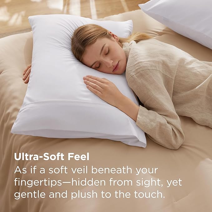 Bedsure Pillow Cases Standard Size Set of 2 - White Brushed Microfiber Pillowcases, Super Soft Pillowcase, Pillow Case Covers with Envelope Closure, Wrinkle, Fade and Stain Resistant, 20x26 Inches
