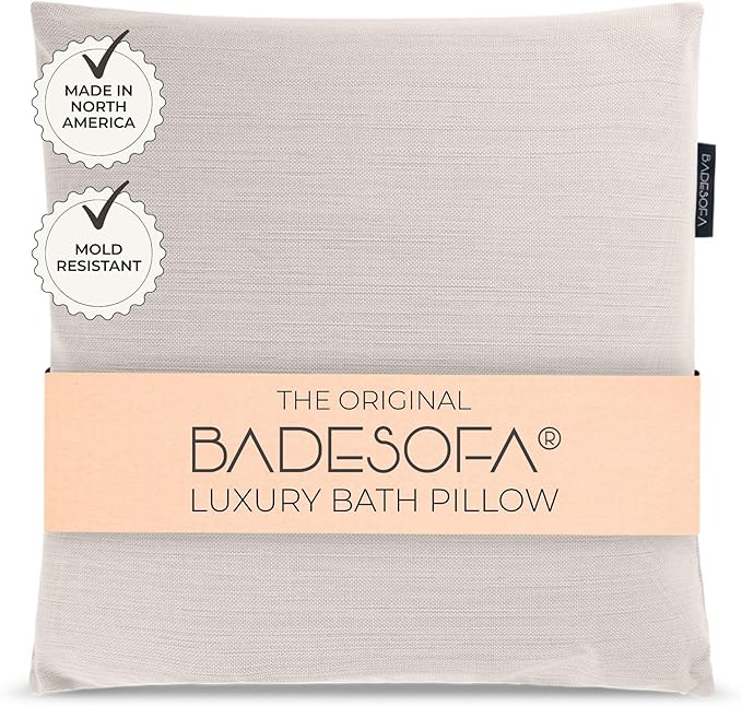 BADESOFA® Luxury Bath Pillow M - Lusciously Soft & Comfortable Tub Pillow for Bathtub - Washable & Quick-Drying Bath Back Pillow - Non-Slip Full Body Tub Pillow - Luxury Spa Cushion in Ivory Pearl