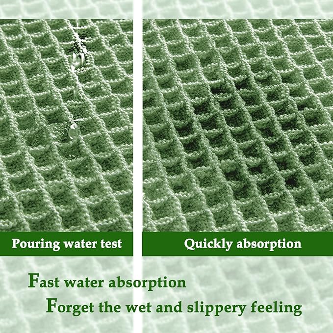 ZALL Waffle Bath Mat,Super Absorbent Non Slip Bathroom Rug,Sage Green 24x36inch,Machine Washable Ultra Soft Floor Mats