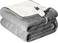 Heat Blanket 50”x60” Throw,Soft Flannel & Sherpa Reversible Electric Blanket with 10 Heat Settings,12 Timer Setting and 3 Hours Auto-Shut Off,ETL Certified Machine Washable,Light Grey