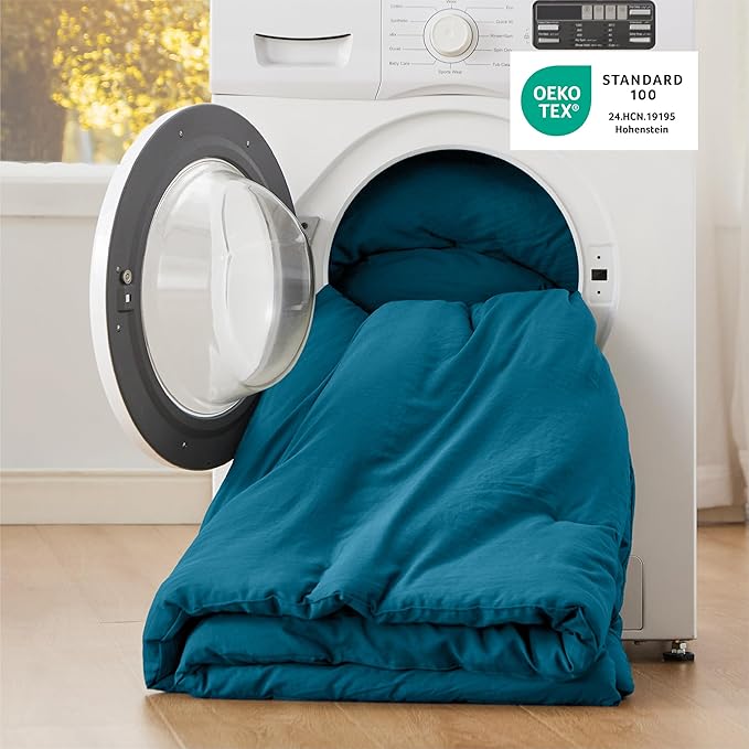 Bedsure King Size Comforter Set, Teal Soft Prewashed Bedding for All Seasons, 3 Pieces GentleSoft™ Warm Down Alternative Bed Set, 1 Lightweight Comforter (104"x90") and 2 Pillowcases (20"x36")