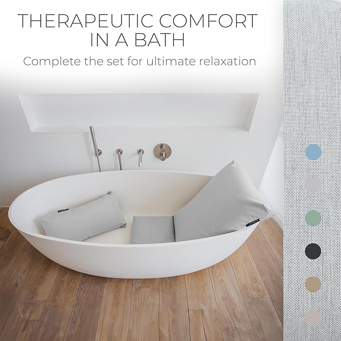 BADESOFA® Luxury Seat Cushion for Bath | Premium-Quality Materials | Comfortable & Quick-Drying | Washable Bath Pillow in Grey | Home Spa | Suitable for Bathtub, Steam Sauna & Hot Tub